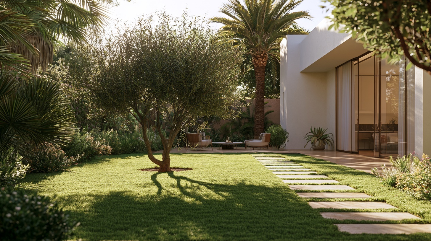 Villa moderne à Casablanca — jardin engazonné par GreenNova, vue 1